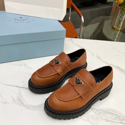 Wholesale Prada Leather Shoes For Women #1256345 $105.00 USD, Wholesale Quality Replica Prada Leather Shoes