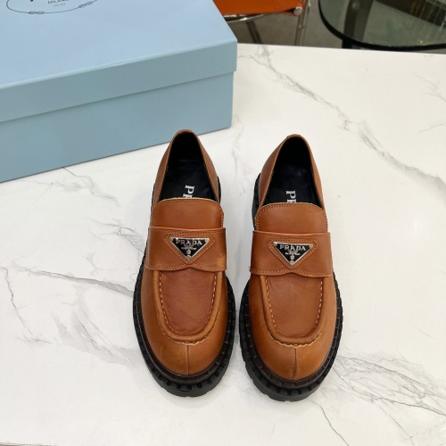 Replica Prada Leather Shoes For Women #1256345 $105.00 USD for Wholesale