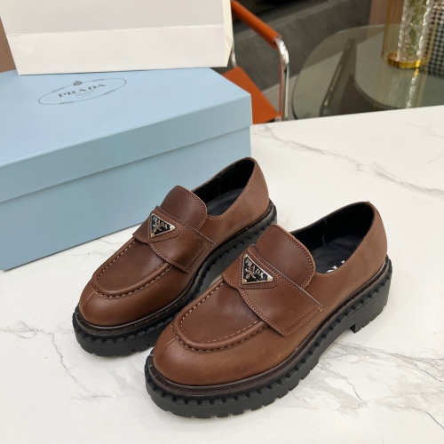 Wholesale Prada Leather Shoes For Women #1256346 $105.00 USD, Wholesale Quality Replica Prada Leather Shoes