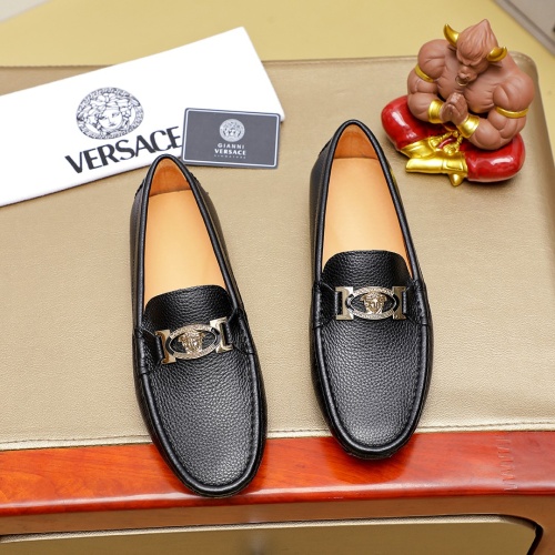 Wholesale Versace Leather Shoes For Men #1256483 $68.00 USD, Wholesale Quality Replica Versace Leather Shoes