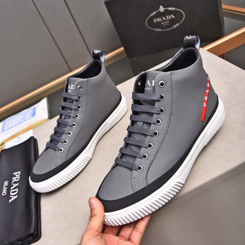 Wholesale Prada High Top Shoes For Men #1256872 $82.00 USD, Wholesale Quality Replica Prada High Top Shoes