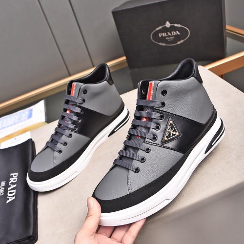 Wholesale Prada High Top Shoes For Men #1256876 $82.00 USD, Wholesale Quality Replica Prada High Top Shoes