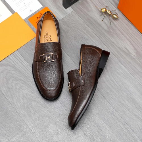 Replica Hermes Leather Shoes For Men #1257039 $82.00 USD for Wholesale