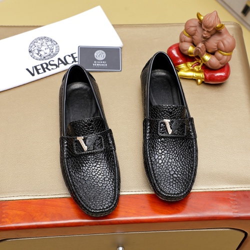 Wholesale Versace Leather Shoes For Men #1257069 $68.00 USD, Wholesale Quality Replica Versace Leather Shoes