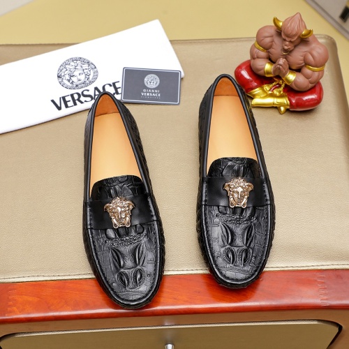 Wholesale Versace Leather Shoes For Men #1257070 $68.00 USD, Wholesale Quality Replica Versace Leather Shoes