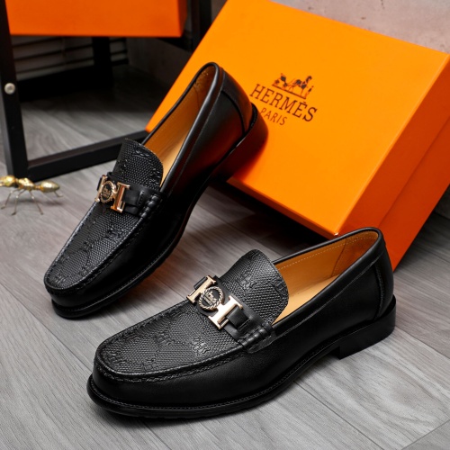 Replica Hermes Leather Shoes For Men #1257112 $82.00 USD for Wholesale