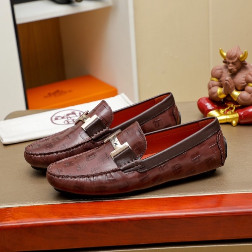 Replica Hermes Leather Shoes For Men #1257188 $68.00 USD for Wholesale