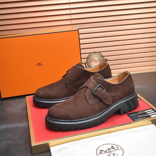 Wholesale Hermes Leather Shoes For Men #1257321 $118.00 USD, Wholesale Quality Replica Hermes Leather Shoes