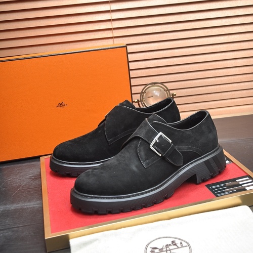 Wholesale Hermes Leather Shoes For Men #1257325 $118.00 USD, Wholesale Quality Replica Hermes Leather Shoes