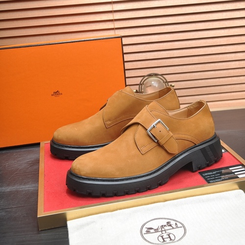 Wholesale Hermes Leather Shoes For Men #1257326 $118.00 USD, Wholesale Quality Replica Hermes Leather Shoes