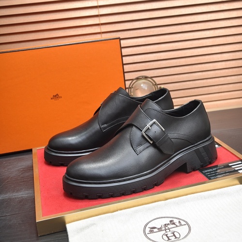 Wholesale Hermes Leather Shoes For Men #1257328 $118.00 USD, Wholesale Quality Replica Hermes Leather Shoes