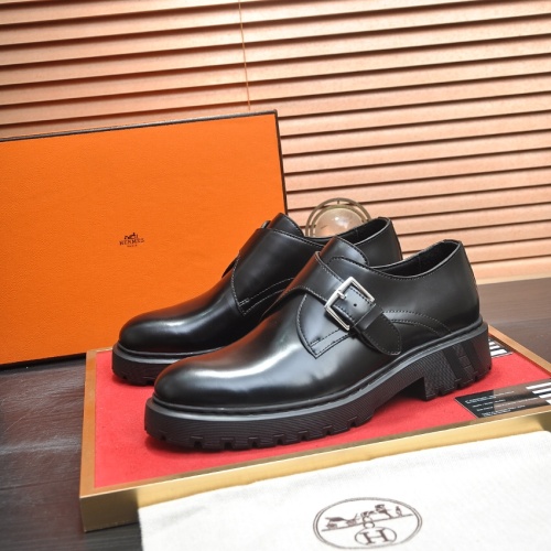 Wholesale Hermes Leather Shoes For Men #1257329 $118.00 USD, Wholesale Quality Replica Hermes Leather Shoes