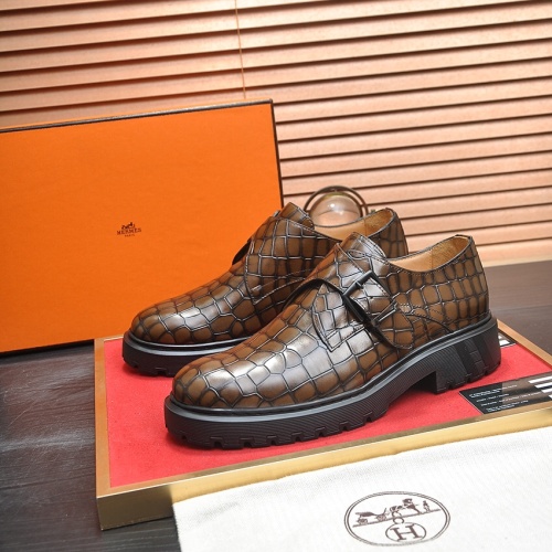 Wholesale Hermes Leather Shoes For Men #1257330 $118.00 USD, Wholesale Quality Replica Hermes Leather Shoes