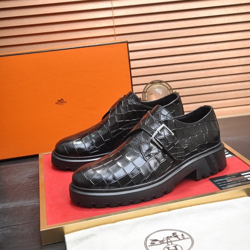 Wholesale Hermes Leather Shoes For Men #1257331 $118.00 USD, Wholesale Quality Replica Hermes Leather Shoes