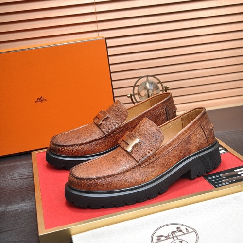 Wholesale Hermes Leather Shoes For Men #1257333 $118.00 USD, Wholesale Quality Replica Hermes Leather Shoes