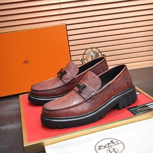 Wholesale Hermes Leather Shoes For Men #1257334 $118.00 USD, Wholesale Quality Replica Hermes Leather Shoes