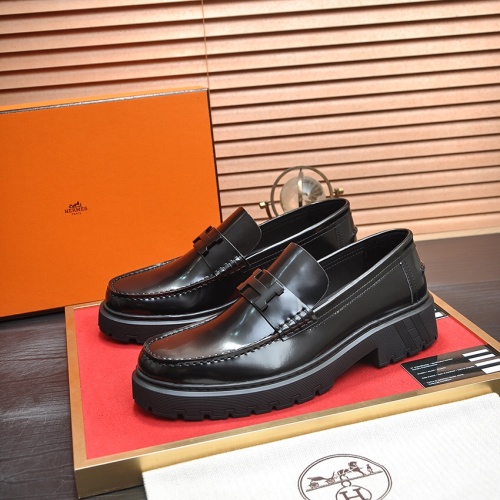 Wholesale Hermes Leather Shoes For Men #1257336 $118.00 USD, Wholesale Quality Replica Hermes Leather Shoes