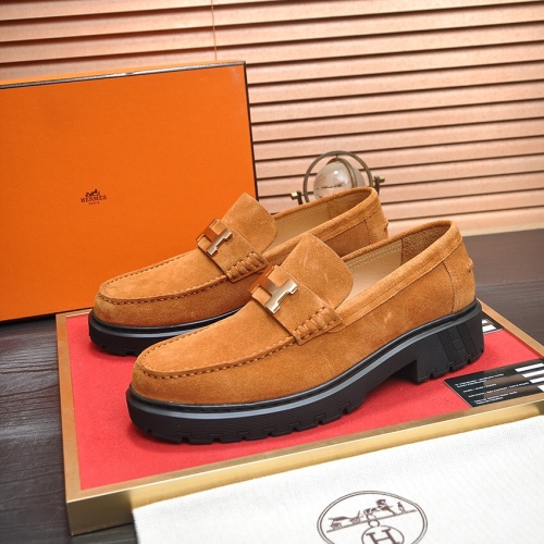 Wholesale Hermes Leather Shoes For Men #1257337 $118.00 USD, Wholesale Quality Replica Hermes Leather Shoes