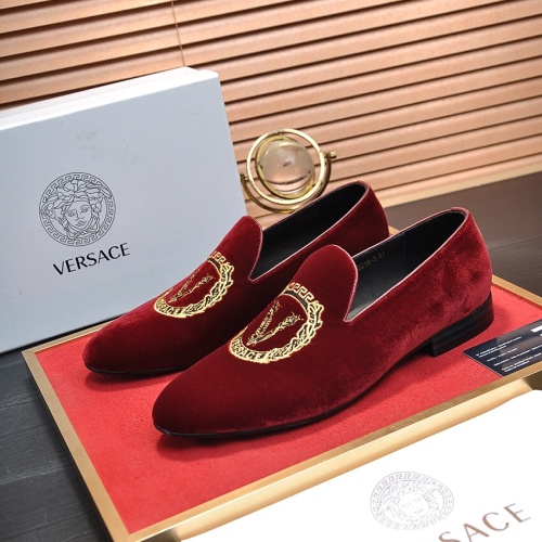 Wholesale Versace Leather Shoes For Men #1257471 $85.00 USD, Wholesale Quality Replica Versace Leather Shoes