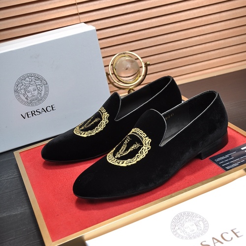 Wholesale Versace Leather Shoes For Men #1257472 $85.00 USD, Wholesale Quality Replica Versace Leather Shoes