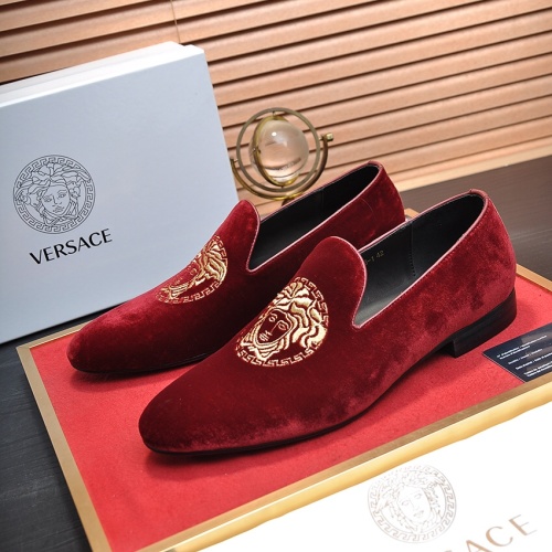 Wholesale Versace Leather Shoes For Men #1257473 $85.00 USD, Wholesale Quality Replica Versace Leather Shoes