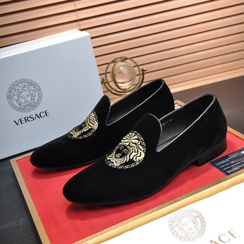 Wholesale Versace Leather Shoes For Men #1257475 $85.00 USD, Wholesale Quality Replica Versace Leather Shoes