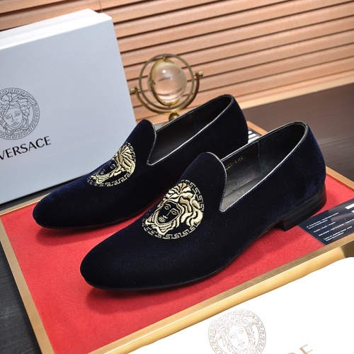 Wholesale Versace Leather Shoes For Men #1257480 $85.00 USD, Wholesale Quality Replica Versace Leather Shoes