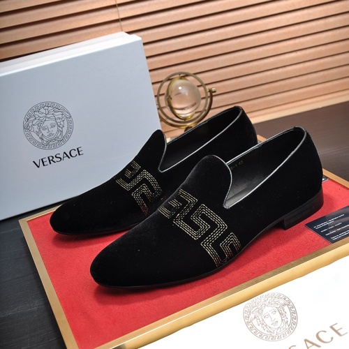 Wholesale Versace Leather Shoes For Men #1257483 $85.00 USD, Wholesale Quality Replica Versace Leather Shoes