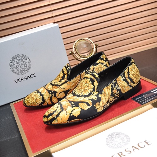 Wholesale Versace Leather Shoes For Men #1257484 $85.00 USD, Wholesale Quality Replica Versace Leather Shoes