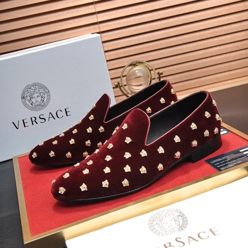 Wholesale Versace Leather Shoes For Men #1257485 $88.00 USD, Wholesale Quality Replica Versace Leather Shoes