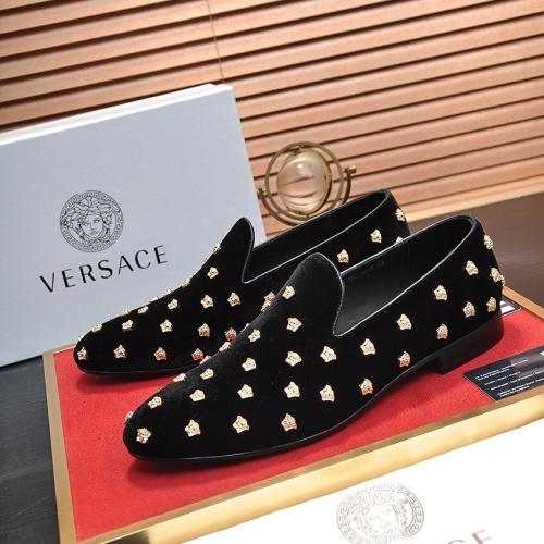 Wholesale Versace Leather Shoes For Men #1257486 $88.00 USD, Wholesale Quality Replica Versace Leather Shoes