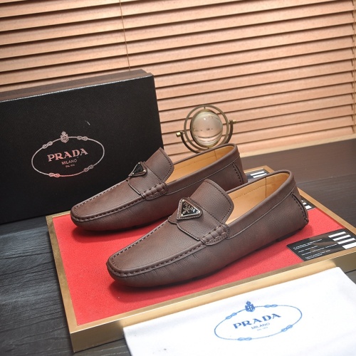 Wholesale Prada Leather Shoes For Men #1257506 $80.00 USD, Wholesale Quality Replica Prada Leather Shoes