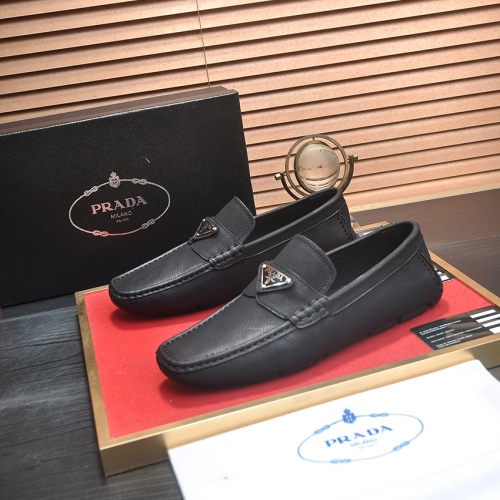 Wholesale Prada Leather Shoes For Men #1257508 $80.00 USD, Wholesale Quality Replica Prada Leather Shoes