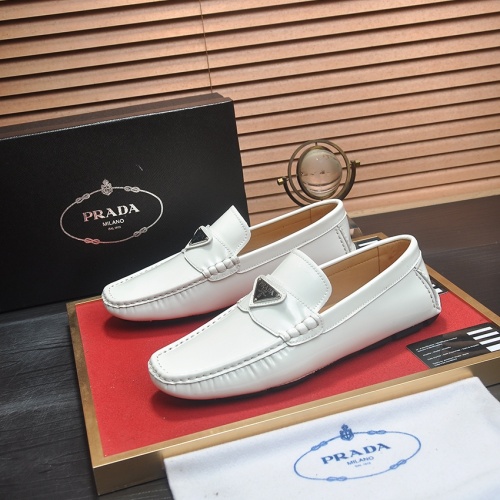 Wholesale Prada Leather Shoes For Men #1257509 $80.00 USD, Wholesale Quality Replica Prada Leather Shoes