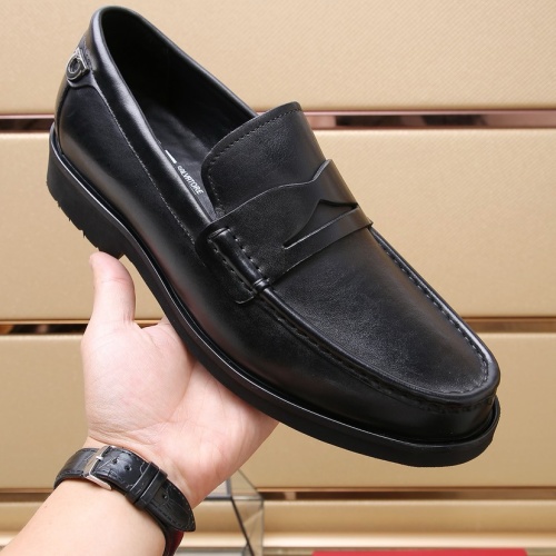 Replica Salvatore Ferragamo Leather Shoes For Men #1257529 $92.00 USD for Wholesale