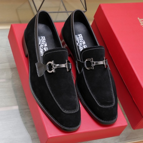 Replica Salvatore Ferragamo Leather Shoes For Men #1257532 $92.00 USD for Wholesale