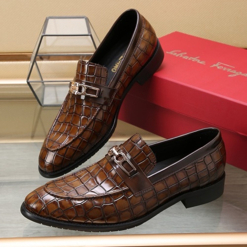 Wholesale Salvatore Ferragamo Leather Shoes For Men #1257533 $98.00 USD, Wholesale Quality Replica Salvatore Ferragamo Leather Shoes