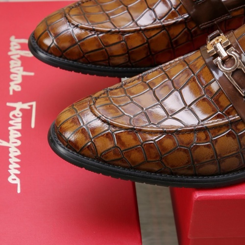 Replica Salvatore Ferragamo Leather Shoes For Men #1257533 $98.00 USD for Wholesale