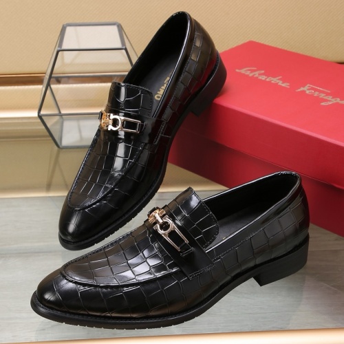 Wholesale Salvatore Ferragamo Leather Shoes For Men #1257534 $98.00 USD, Wholesale Quality Replica Salvatore Ferragamo Leather Shoes