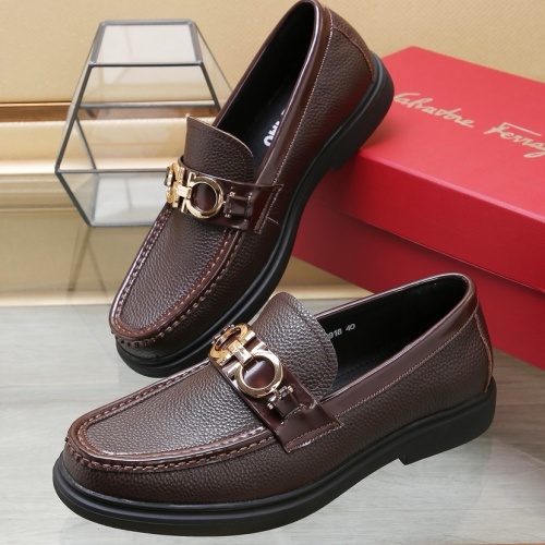 Wholesale Salvatore Ferragamo Leather Shoes For Men #1257535 $98.00 USD, Wholesale Quality Replica Salvatore Ferragamo Leather Shoes