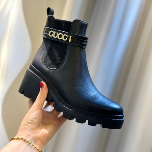 Replica Gucci Boots For Women #1257982 $100.00 USD for Wholesale