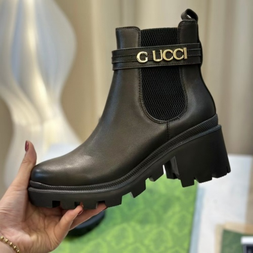 Replica Gucci Boots For Women #1257982 $100.00 USD for Wholesale