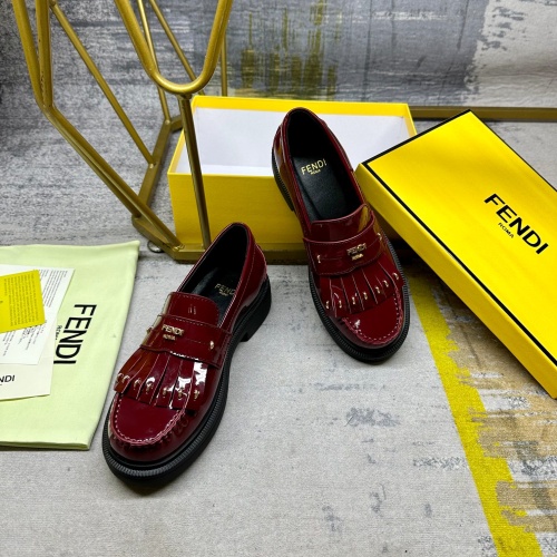 Replica Fendi Leather Shoes For Women #1258026 $102.00 USD for Wholesale