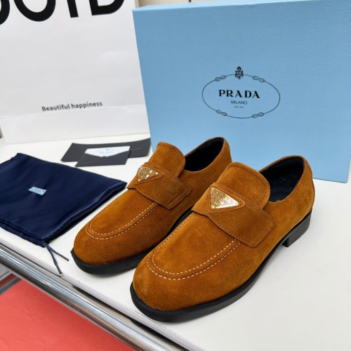 Wholesale Prada Leather Shoes For Women #1258155 $102.00 USD, Wholesale Quality Replica Prada Leather Shoes