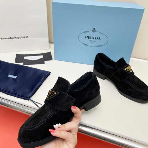 Replica Prada Leather Shoes For Women #1258157 $102.00 USD for Wholesale