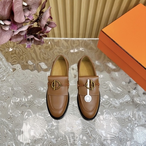 Replica Hermes Leather Shoes For Women #1258677 $125.00 USD for Wholesale