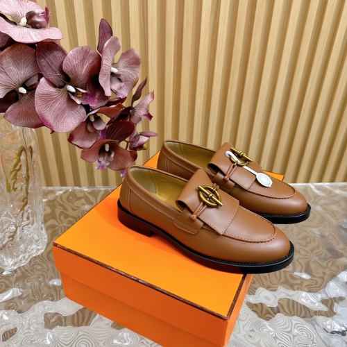 Replica Hermes Leather Shoes For Women #1258677 $125.00 USD for Wholesale