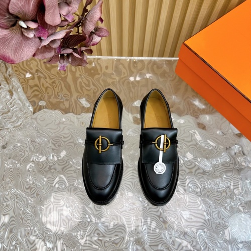 Replica Hermes Leather Shoes For Women #1258679 $125.00 USD for Wholesale