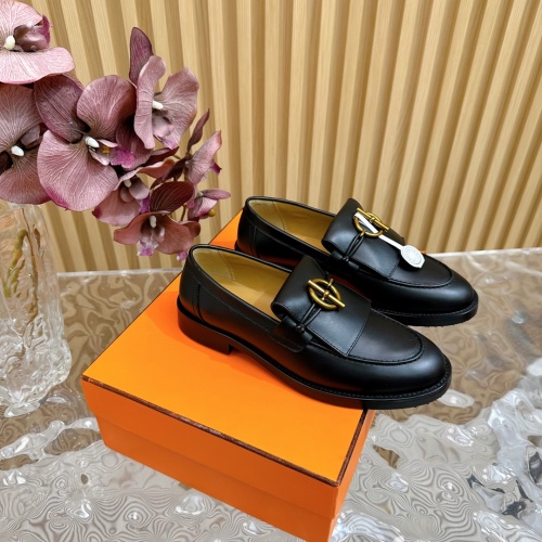 Replica Hermes Leather Shoes For Women #1258679 $125.00 USD for Wholesale