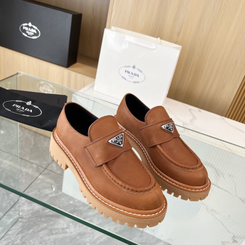 Wholesale Prada Leather Shoes For Women #1258781 $102.00 USD, Wholesale Quality Replica Prada Leather Shoes